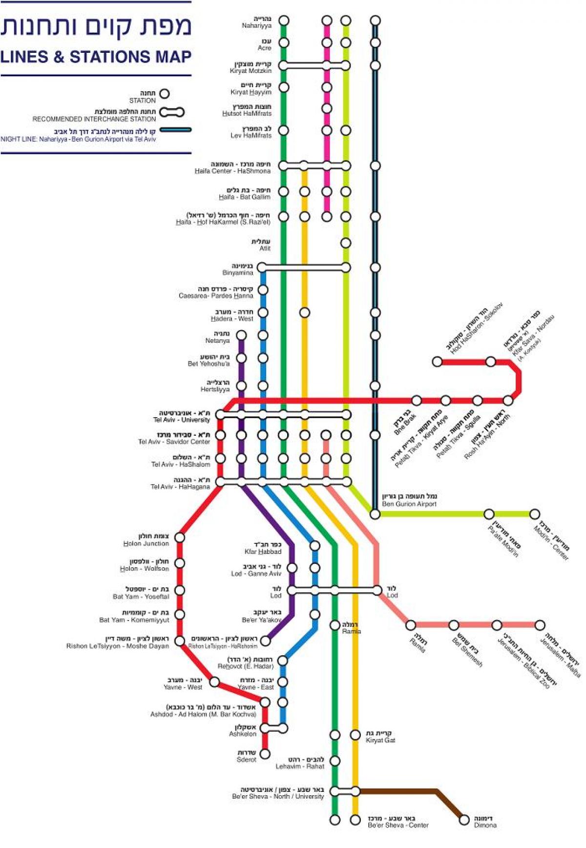 карта на израел воз