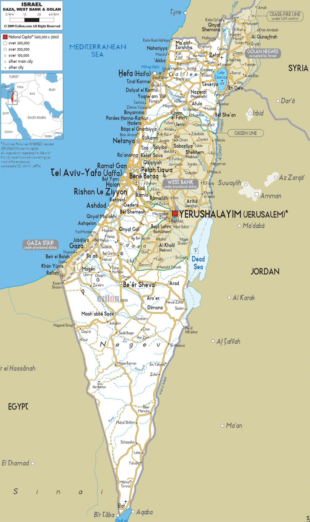 карта на израел патишта