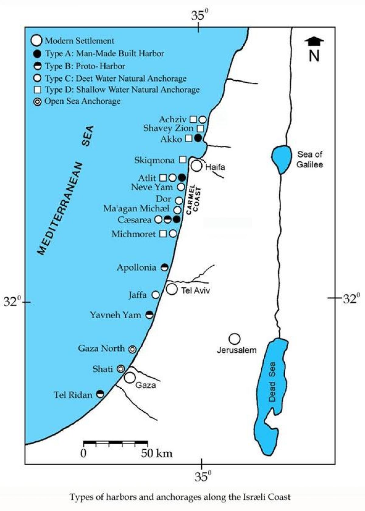 карта на израел порти
