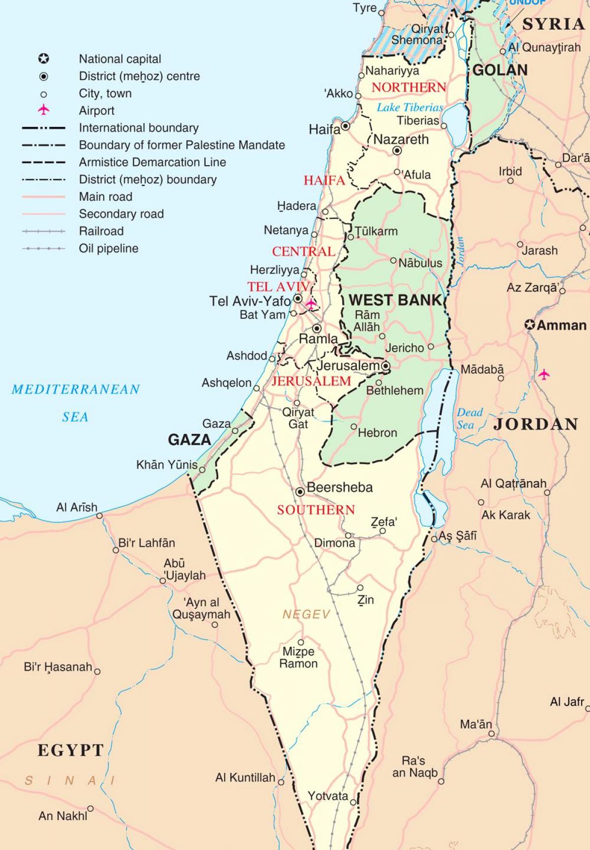 карта на израел туристички