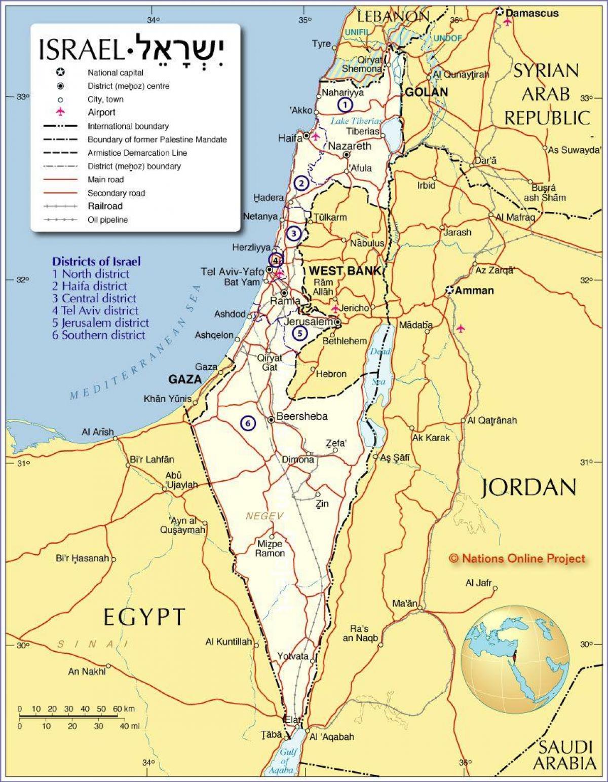 израел региони мапа